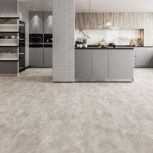Stone imitation LVT laid in a kitchen