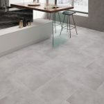 Deco Grey Stone imitation LVT laid in a bathroom