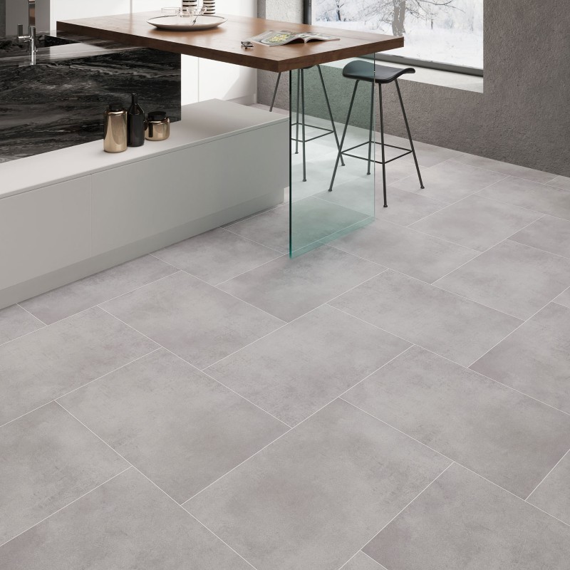 Deco Grey Stone imitation LVT laid in a bathroom