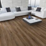 Smokey bay oak effect LVT flooring laid in a kitchen