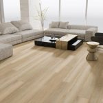 Blonde oak effect LVT flooring laid in a kitchen