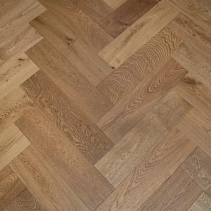 artisan eng oak herringbone click smoked stain, brushed & oiled 150x600