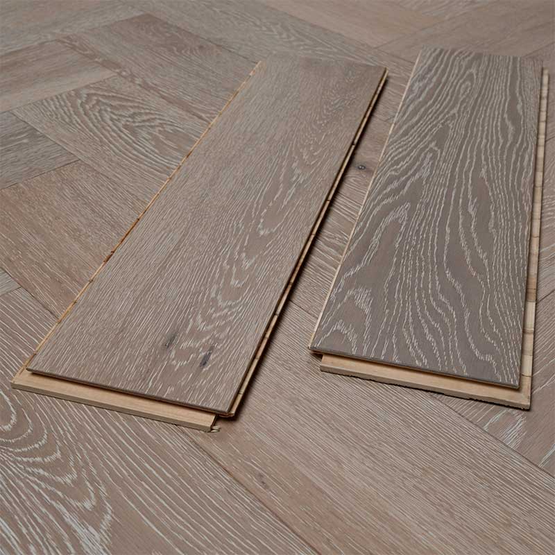 artisan eng oak herringbone click white, brushed & lacquered 150x600 b