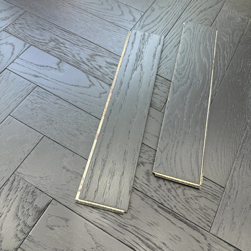 artisan eng oak herringbone galaxy black, brushed & matt lacquered 90x450 (10 3mm) b