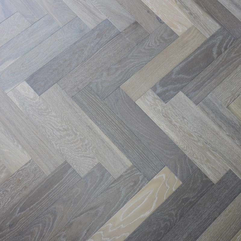artisan eng oak herringbone smoked grey, brushed & uv oiled 90x450 b