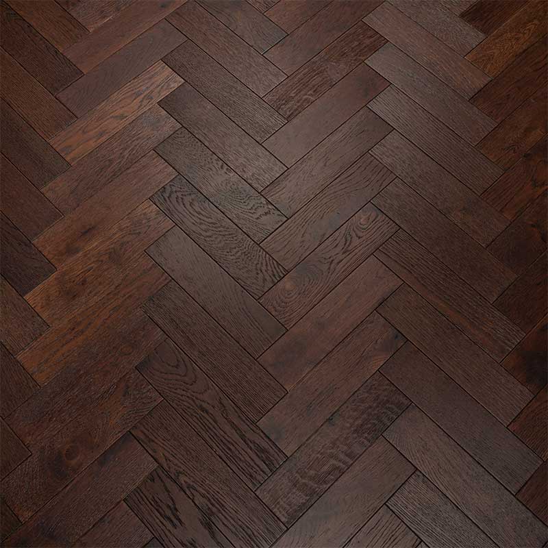 artisan eng oak herringbone walnut stain, brushed & lacquered 80x300