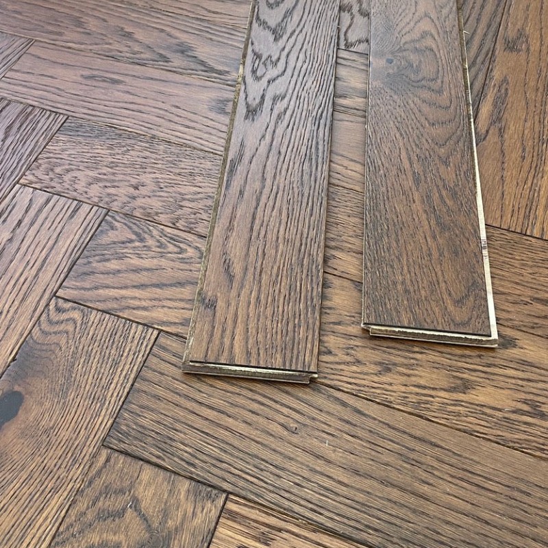 artisan eng oak herringbone whiskey, brushed & matt lacquered 90x450 (10 3mm) b