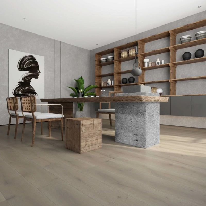 artisan eng oak plank cotton white, brushed & matt lacquered 190x1900