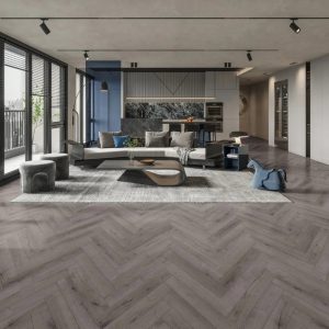 artisan laminate herringbone click midnight grey, light brushed & matt 101x606