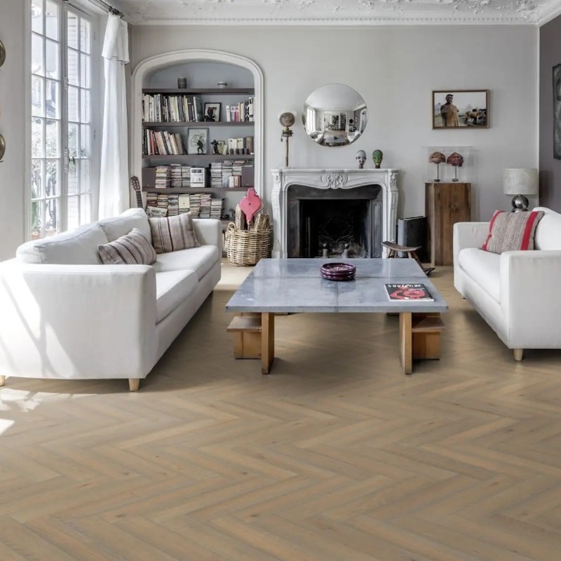 kahrs engineered oak large herringbone cc vintage white