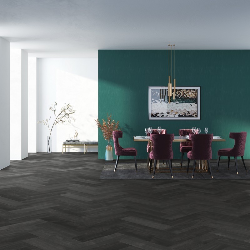 furlong laminate manor oak black herringbone